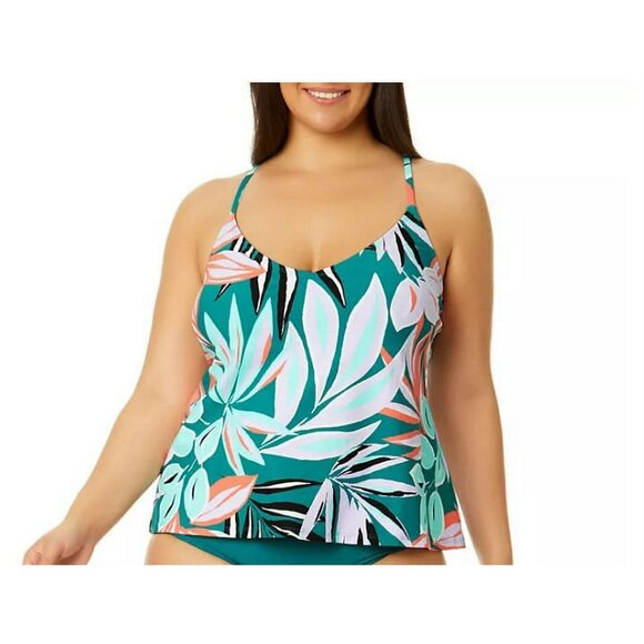 Anne Cole Limited Edition Zesty Tropical Triangle Tankini Top - Picture 5 of 6